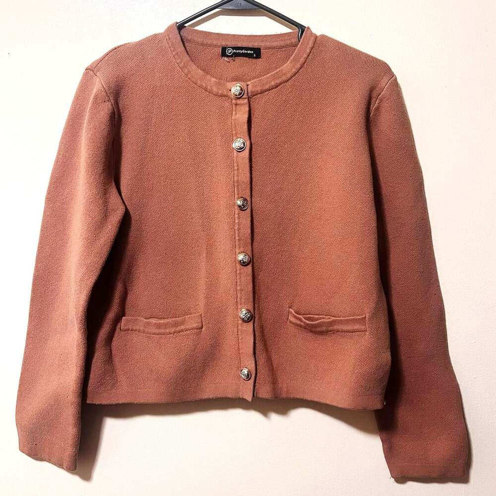 80s Charming  Embellished Cardigan Sweater With Pockets 0043